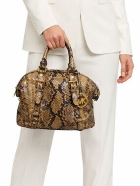 Michael Kors Faux Python Snakeskin Satchel Shoulder Bag